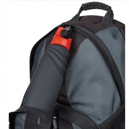 Carabiner Lid Custom Water Bottle with Grip Grooves - Attached