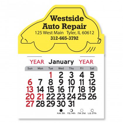 Peel-N-Stick® Calendar - Car - Yellow