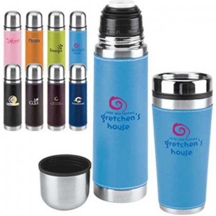 Leatherette Tumbler/Vacuum Bottle Gift 