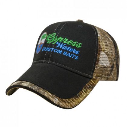 Black/Realtree AP Camo Mesh Back Cap | Logo Printed Brush Twill Camo Hats