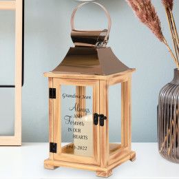 Always & Forever Personalized Copper Wooden Memorial Lantern