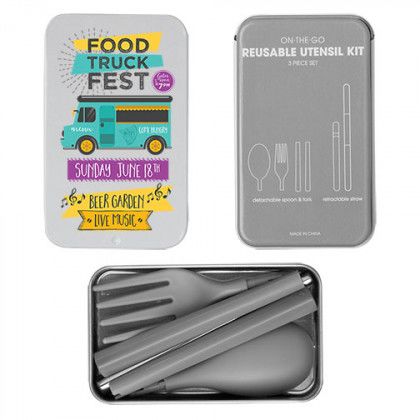 Imprinted On The Go Reusable Utensil Kit | Promotional Lunch Sets 