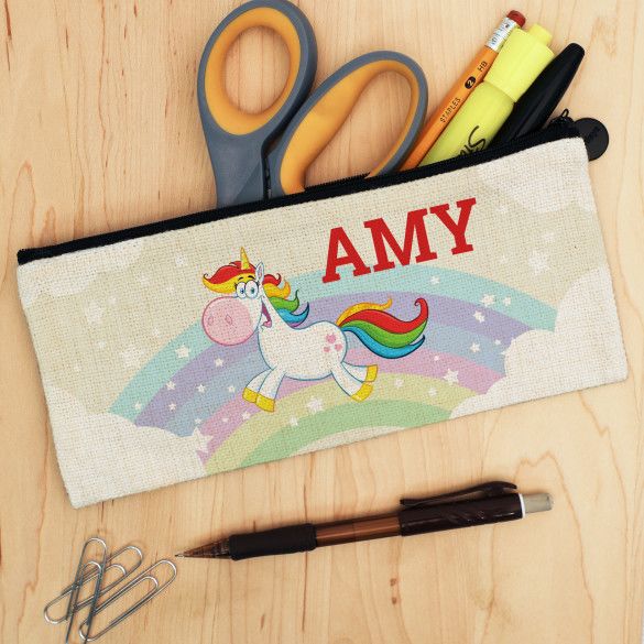 Rainbow Unicorn Customized Pencil Case | Personalized Pencil Case | Personalized School Supplies | Back to School Shopping