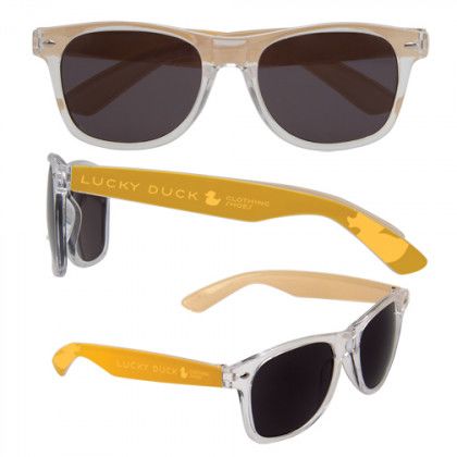 Logo Imprinted Color Arm Sunglasses - Yellow