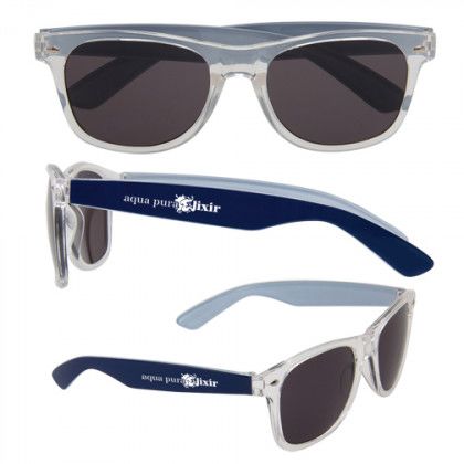 Logo Imprinted Color Arm Sunglasses - Blue