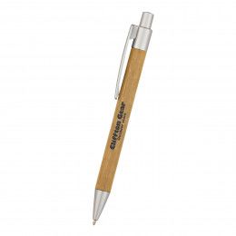 Custom Logo Imprinted Panda Pen - Natural with silver Custom Logo Imprinted Panda Pen - Natural with silver