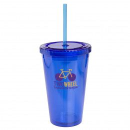 Translucent Blue 16 oz. Double-Wall Cool Acrylic Tumbler with Logo