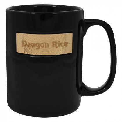 Engraved Peek-A-Bamboo Stoneware Mug  - Black