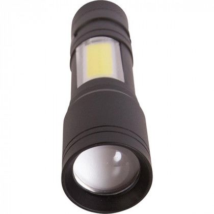 Imprinted Tactical Aluminum COB Flashlight - Side light feature