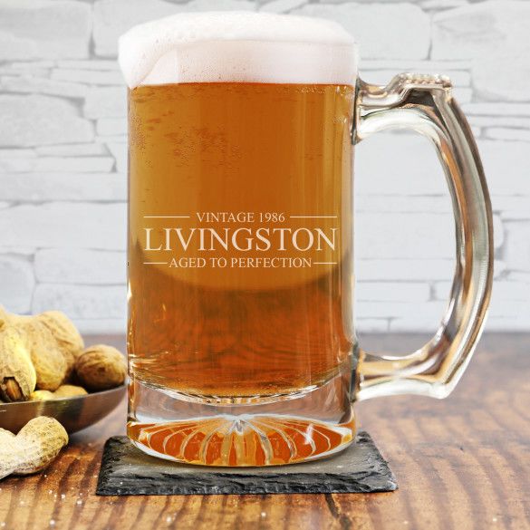 Aged To Perfection Custom Etched Beer Mug 12oz