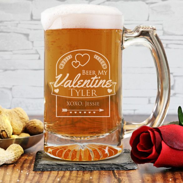 Beer My Valentine Custom Beer Mug 12oz