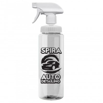 Transparent Spray Bottle 32 oz. with Logo Clear