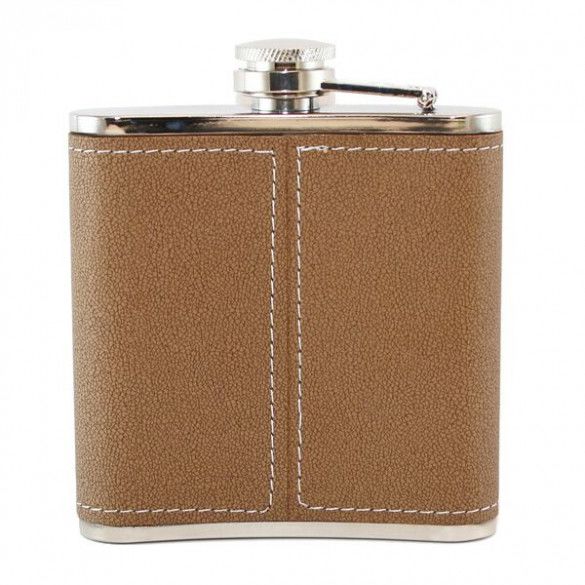 Brown Leather Flask with Name