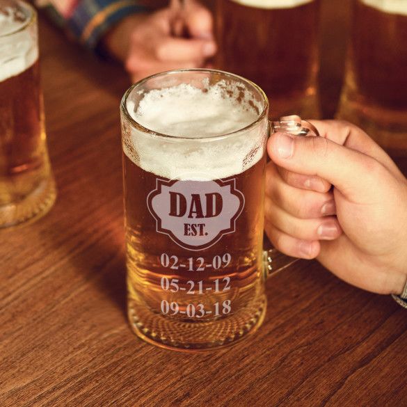 Dad Established Custom Etched Beer Mug 12oz