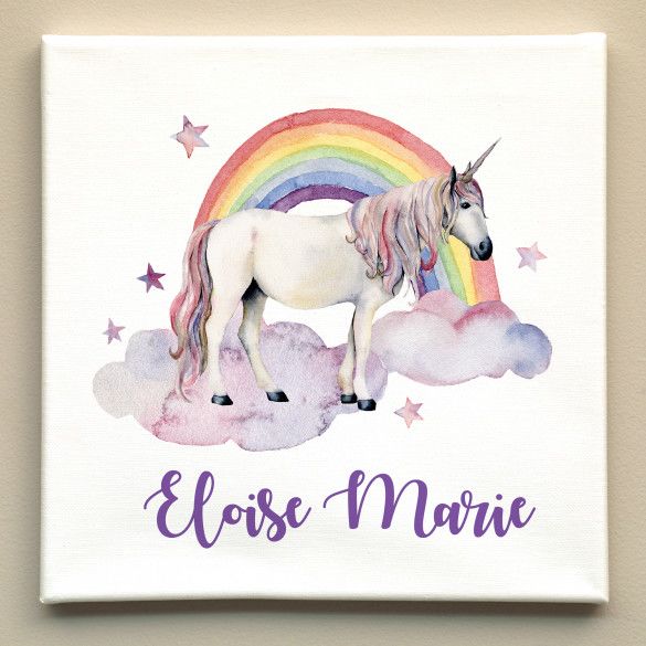 Stylized Unicorn Canvas Art | Customized Gift for Girl