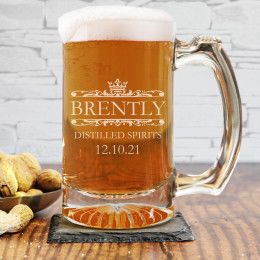 Distilled Spirits Custom Etched Beer Mug 12oz