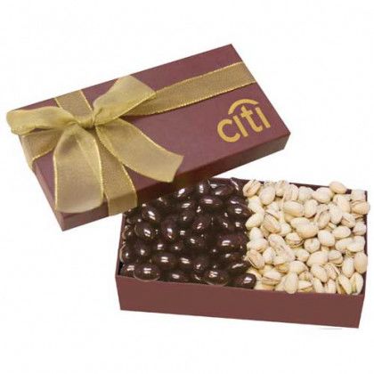 The Executive Gift Box - Chocolate Almonds & Pistachios Promotional Custom Imprinted With Logo