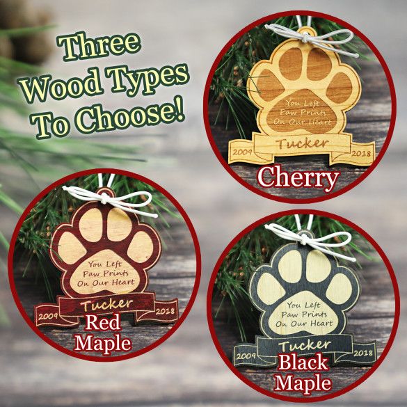 Paw Print Engraved Memorial Pet Ornament