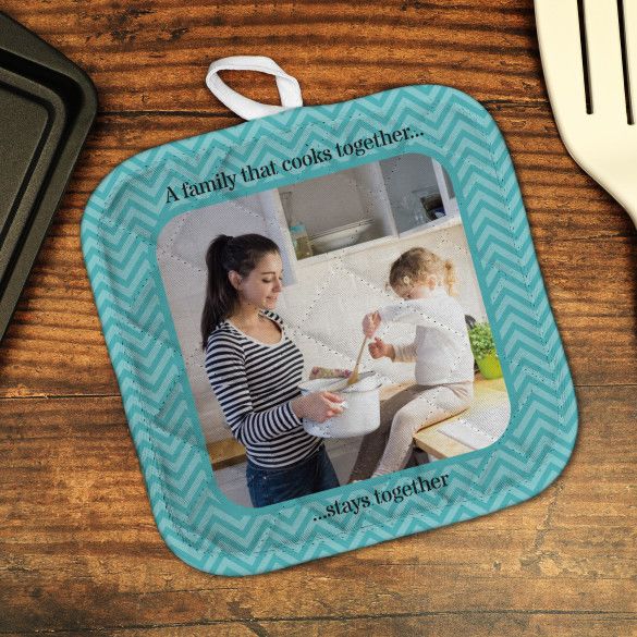 A Family That Cooks Together Customized Photo Potholder | Custom Photo Potholder | Personalized Baking Gift | Custom Gift