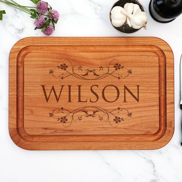 Personalized Vine Design Alder Wood Carving Board