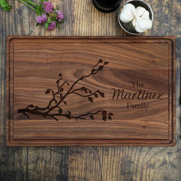 Reaching Branch Family Name Large Walnut Cutting Board