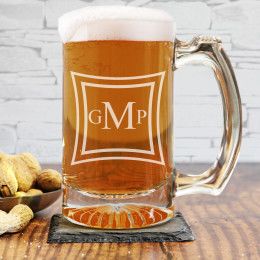 Monogrammed Custom Etched Beer Mug 12oz