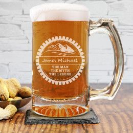 The Man, Myth, Legend Custom Etched Beer Mug 12oz