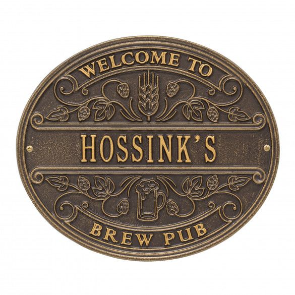 Brew Pub Personalized Welcome Plaque for him