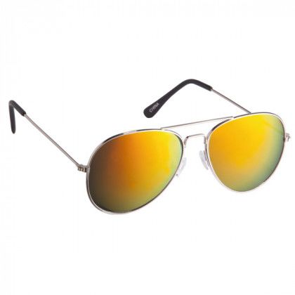 Color Mirrored Aviator Sunglasses - Imprinted - Red