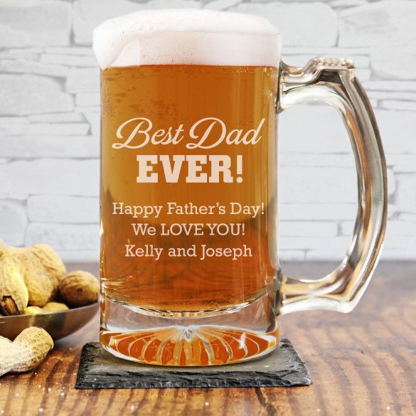 Best Dad Ever Custom Etched Beer Mug 12oz