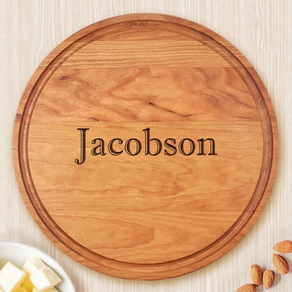 Personalized Round Cherry Wood Cutting Board With Name