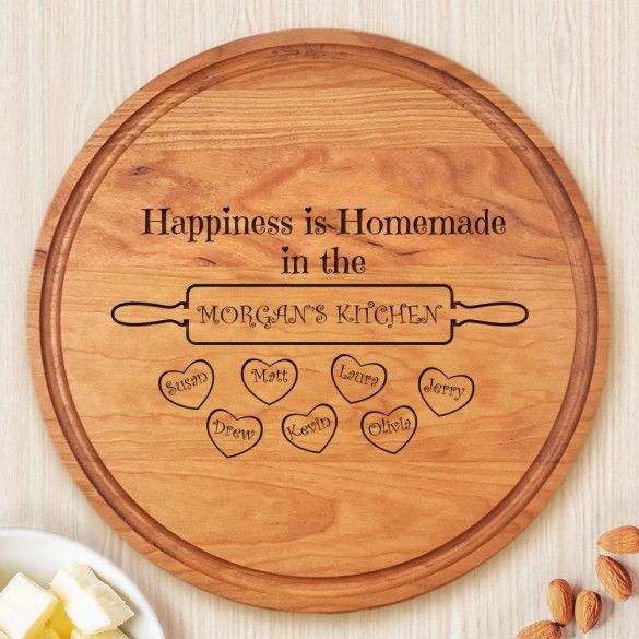 Happiness Is Homemade Personalized Round Cutting Board