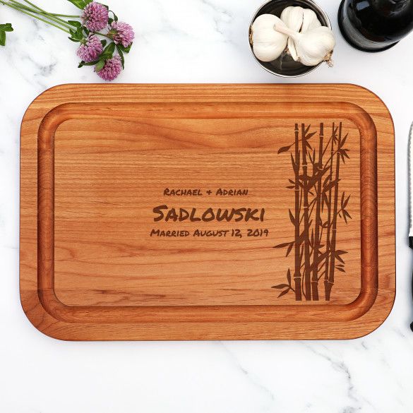 Lucky Bamboo Personalized Alder Wood Cutting Board