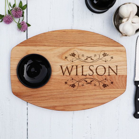 Personalized Vine Design Bread & Oil Board