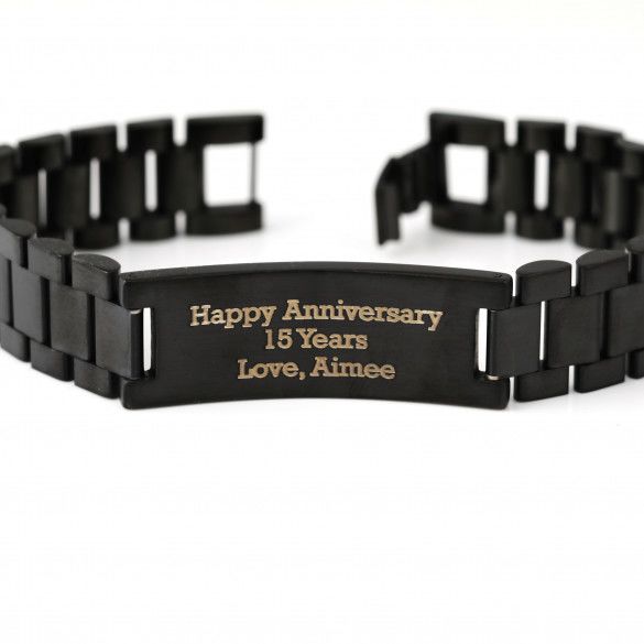 Engraved Camouflage Black ID Bracelet