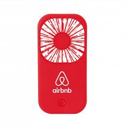 Imprinted Hand-Held Matte Finish Portable Fan - Red