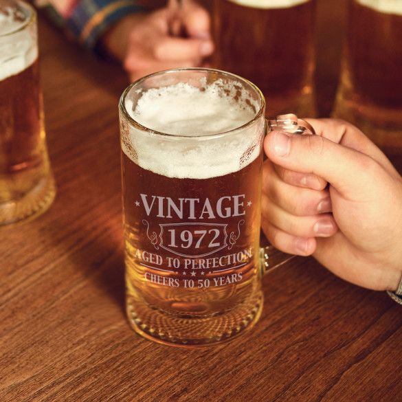 Vintage Aged To Perfection Personalized Beer Mug