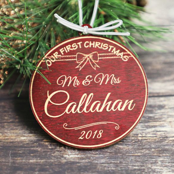 Mr & Mrs Engraved Christmas Ornament