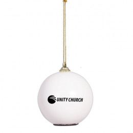 Custom LED Christmas Ornament with Company Logo - White when not lit Custom LED Christmas Ornament with Company Logo - White when not lit