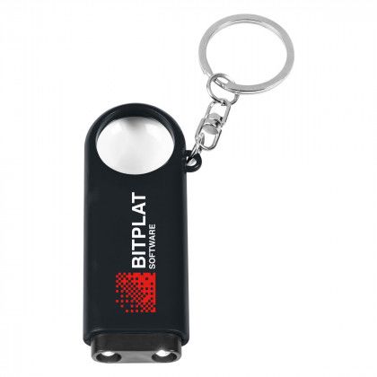 Black Custom Magnifier and LED Light Key Chain