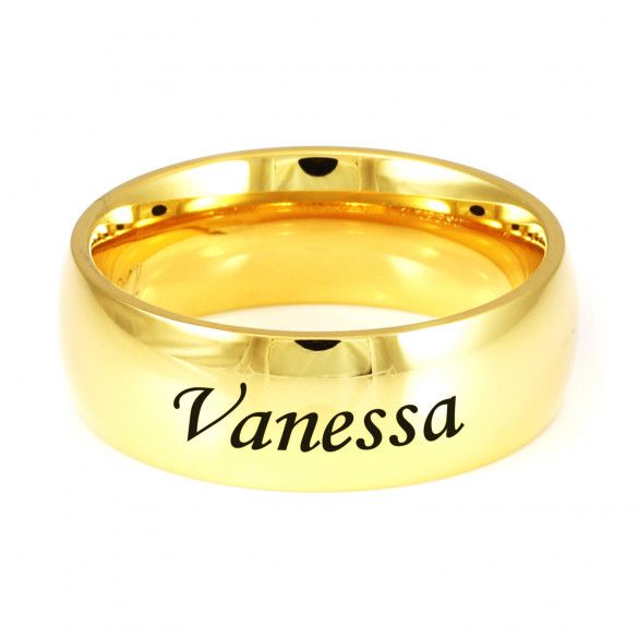 gold wedding ring with name engraved for women