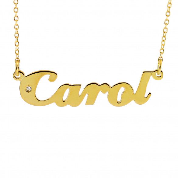 Gold Vermeil Customized Name Necklace with Birthstone Accent