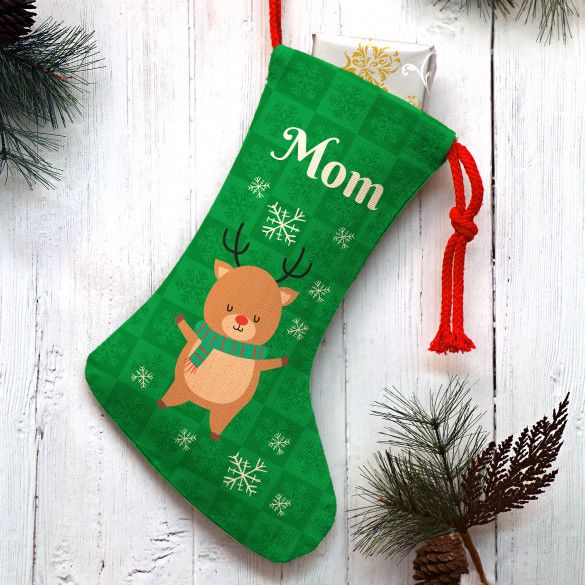 Holiday Reindeer Personalized Christmas Stocking
