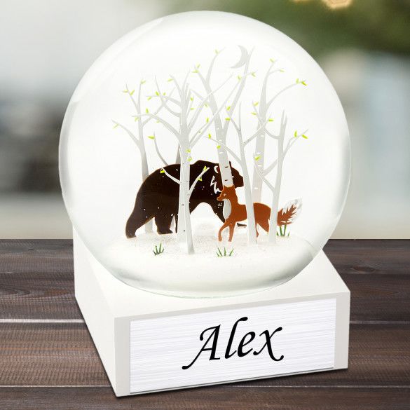 Fox and Bear In Forest Customized Snow Globe