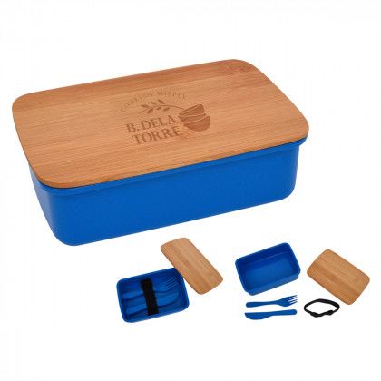 Harvest Lunch Set with Bamboo Lid with Engraving Blue