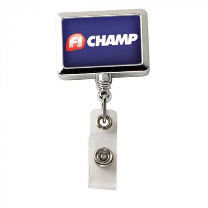 Chrome Rectangle Badge Reel with Logo