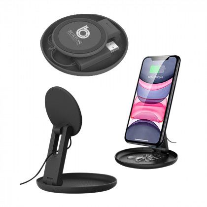 Logo Mag Max Desktop Wireless Charger Catchall Tray - Black