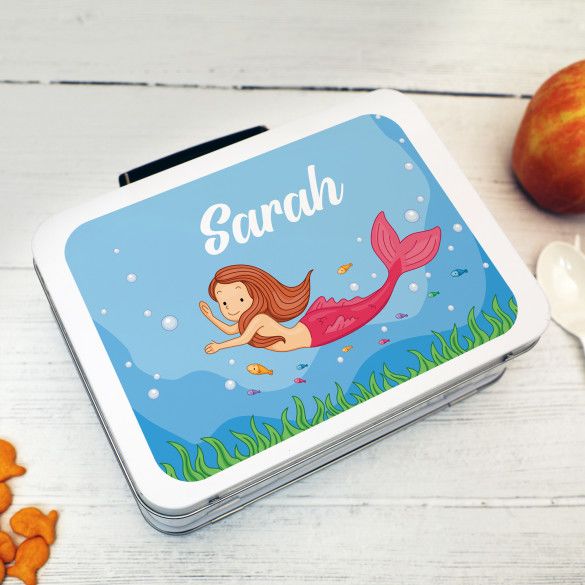 Happy Mermaid Personalized Retro Metal Lunch Box