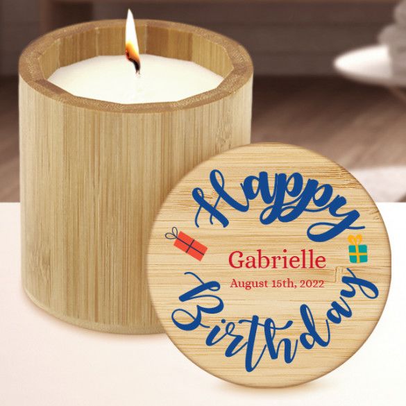 Personalized Happy Birthday Bamboo Candle