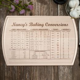 Personalized Baking Conversions Large Maple Cutting Board